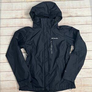 Columbia Men's Black Rain Jacket Omni-Tech Hooded Windbreaker Medium